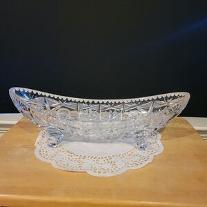 Vintage Cut Glass Footed Serving Bowl Crystal Rare Oversized 16" wide